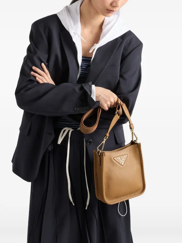 Prada レザー ショルダーバッグ | ブラウン | FARFETCH JP
