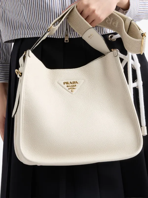 Prada Medium Leather Bag | White | FARFETCH