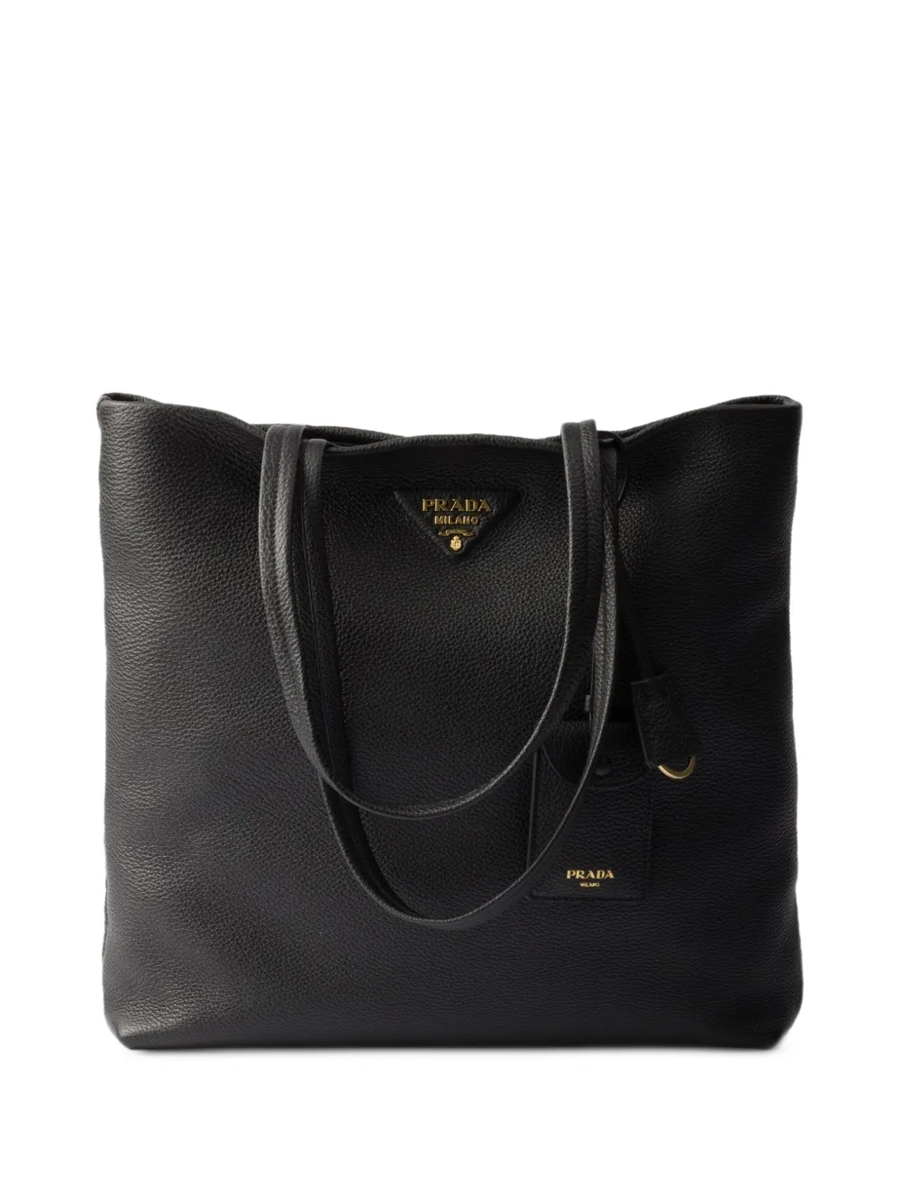 Prada Womens Black Triangle-plaque Embroidered-jacquard Medium Woven Tote Bag