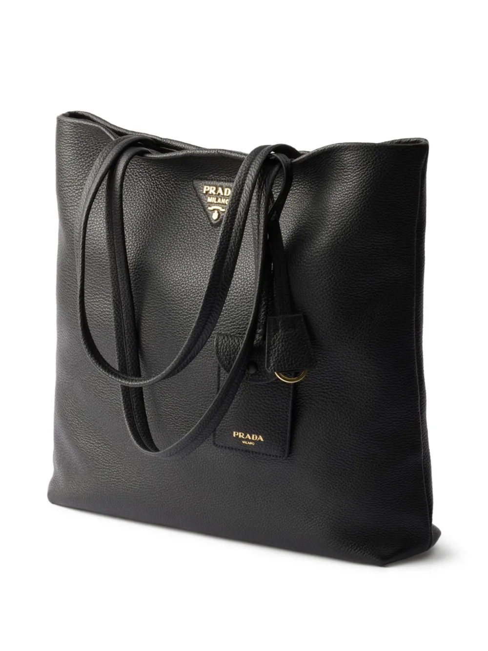 Prada Womens Black Triangle-plaque Embroidered-jacquard Medium Woven Tote Bag