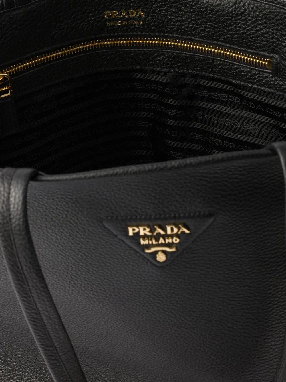 Prada Womens Black Triangle-plaque Embroidered-jacquard Medium Woven Tote Bag