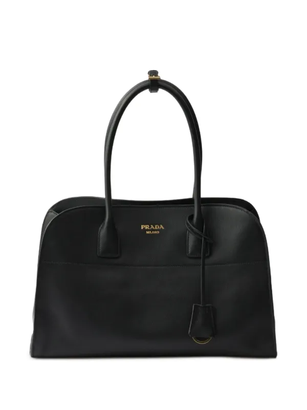 おとぼけ　ブラックレザーハンドバッグ Prada レザー ハンドバッグ | ブラック | FARFETCH JP