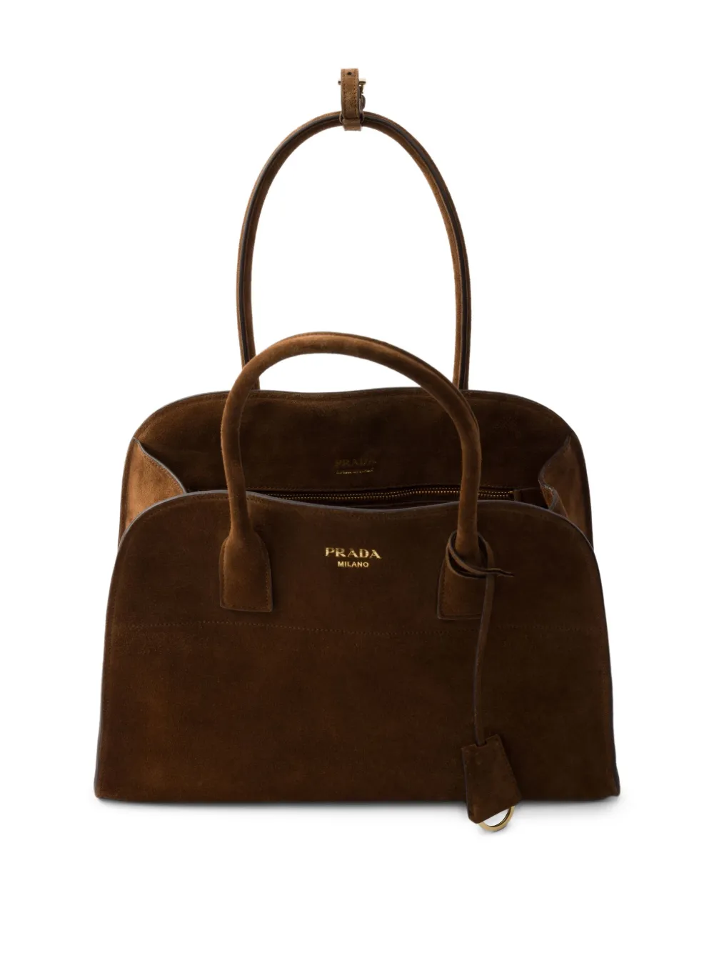 Prada Medium Structured Shopping Bag With Suede Finish