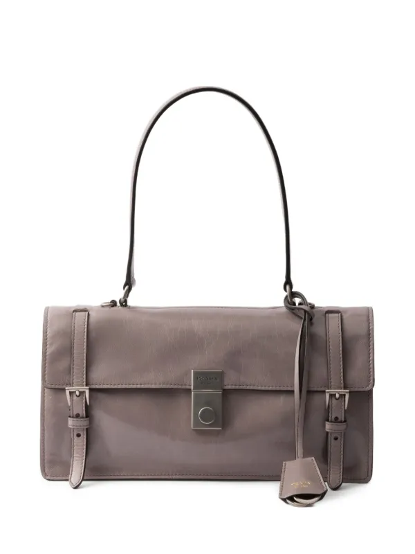 Prada レザー ショルダーバッグ | グレー | FARFETCH JP