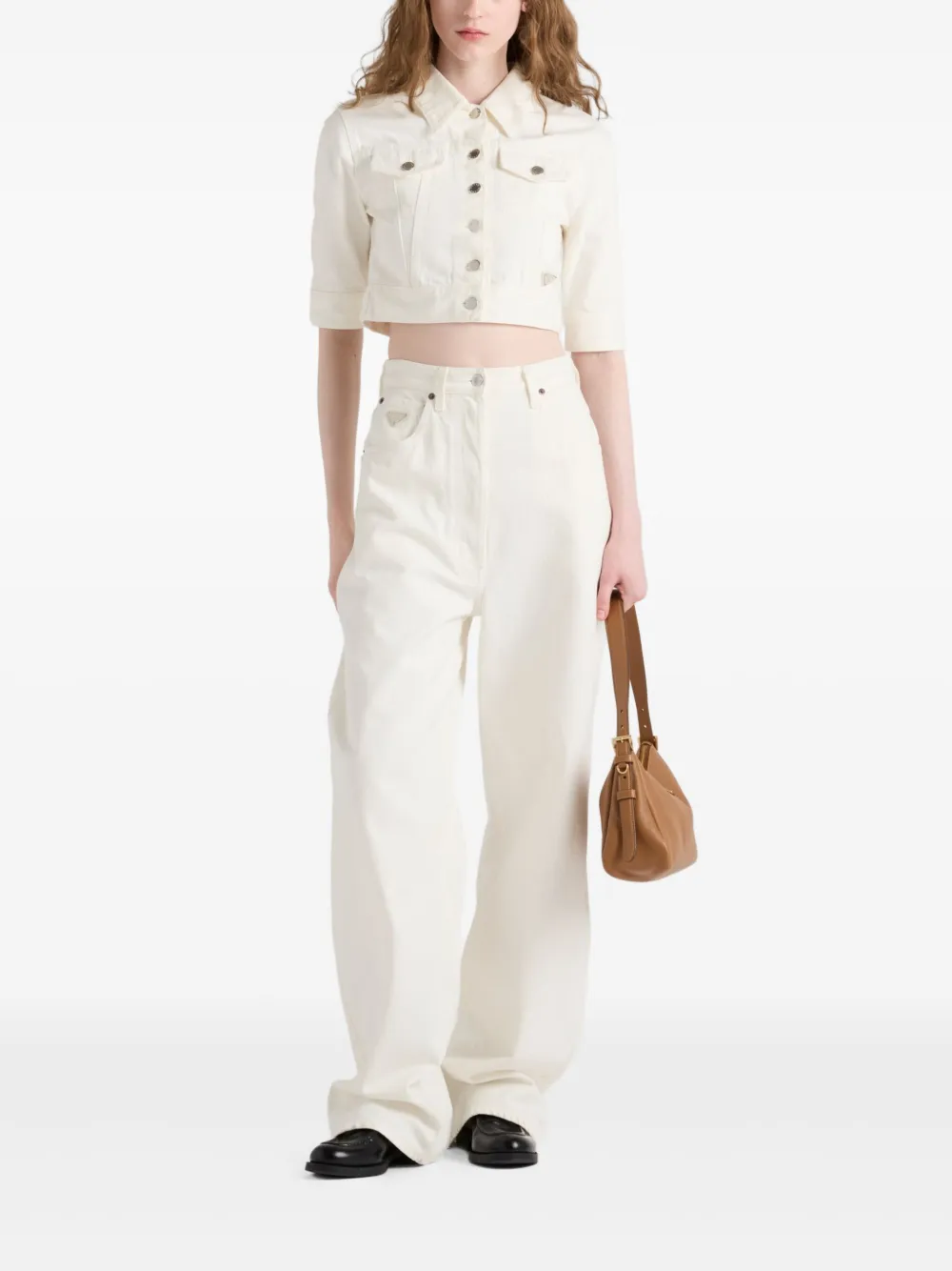 Prada Cropped denim jack Wit