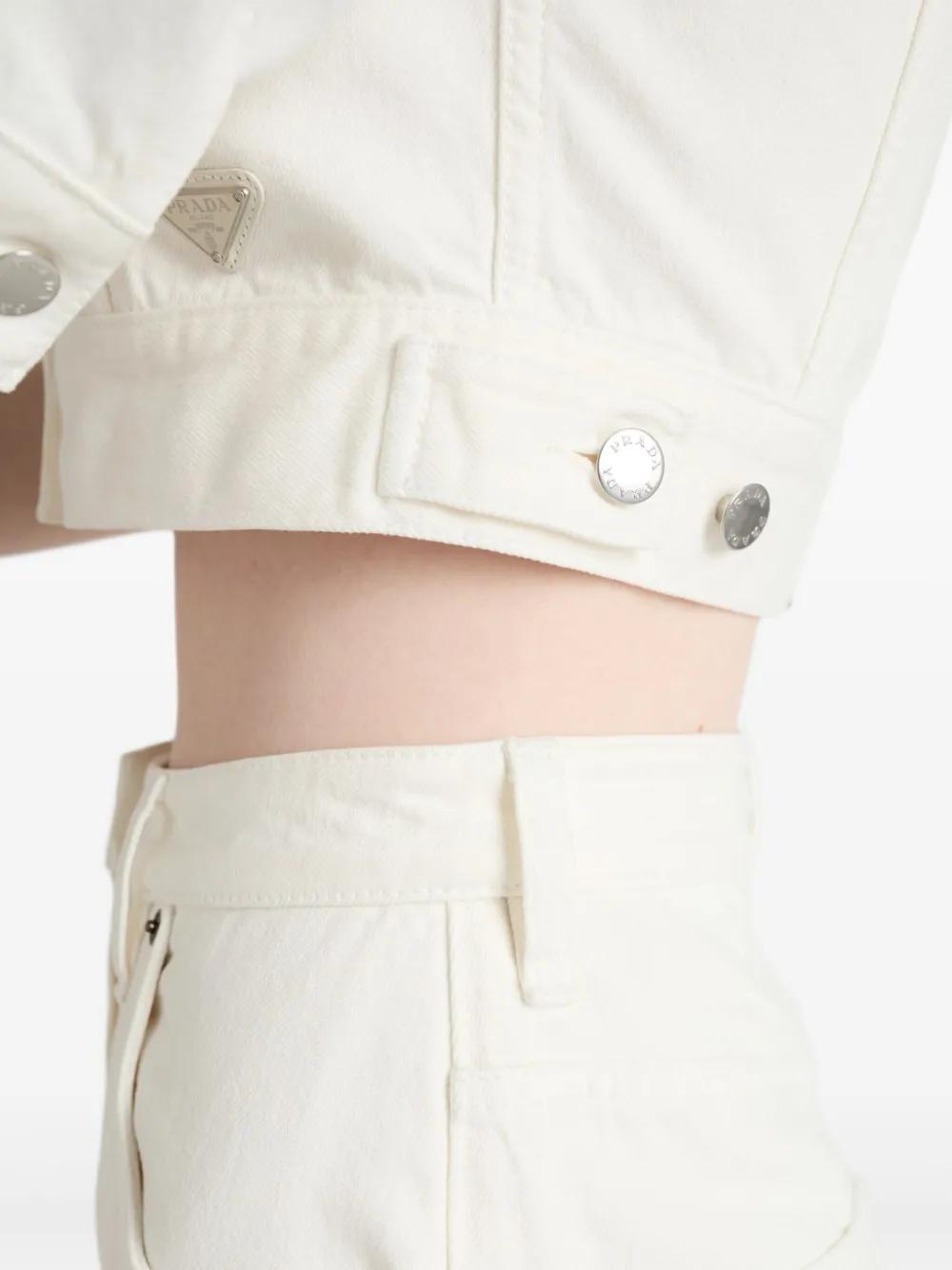 Prada Cropped denim jack Wit
