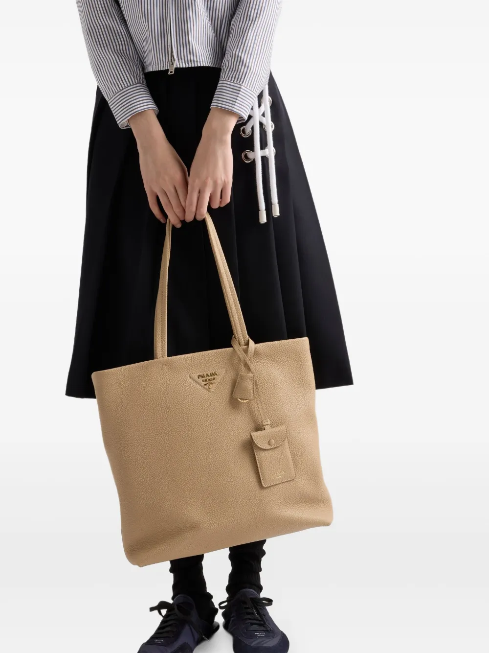 Prada large leather tote bag - Beige