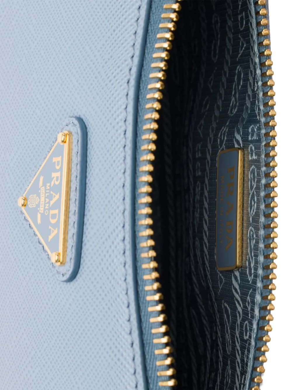 Prada Mini-tas van saffiano leer Blauw