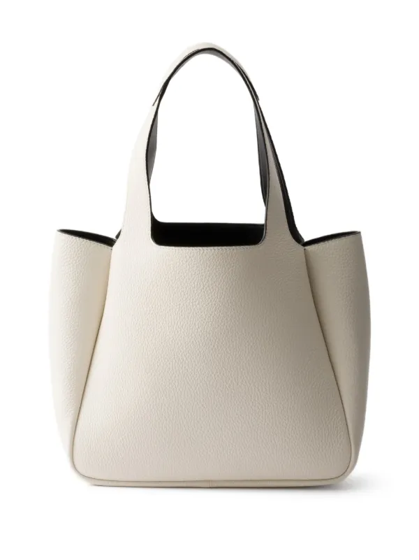 Prada Small Leather Tote Bag | White | FARFETCH