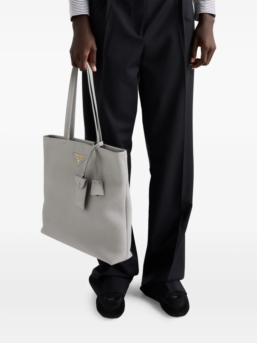 Prada Leren shopper Groen