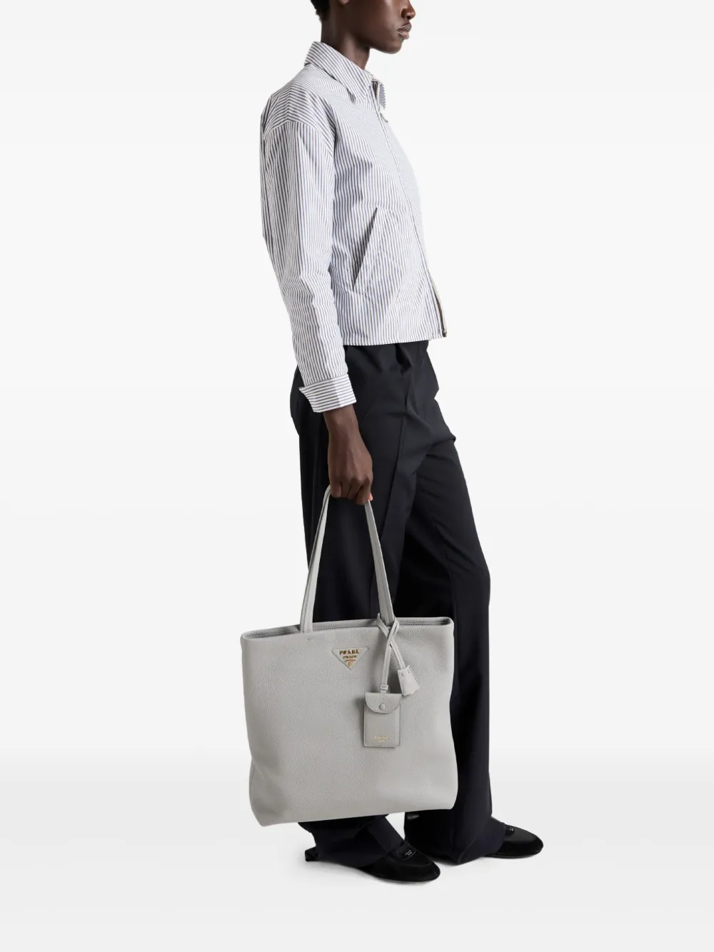 Prada large leather tote bag - Groen