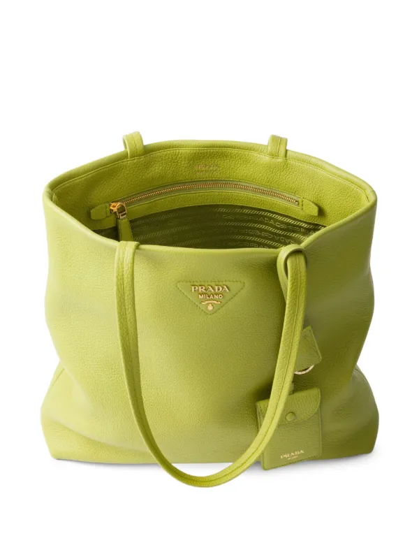 PRADA オリーブグリーン トートバッグ Prada Large Leather Tote Bag | Green | FARFETCH