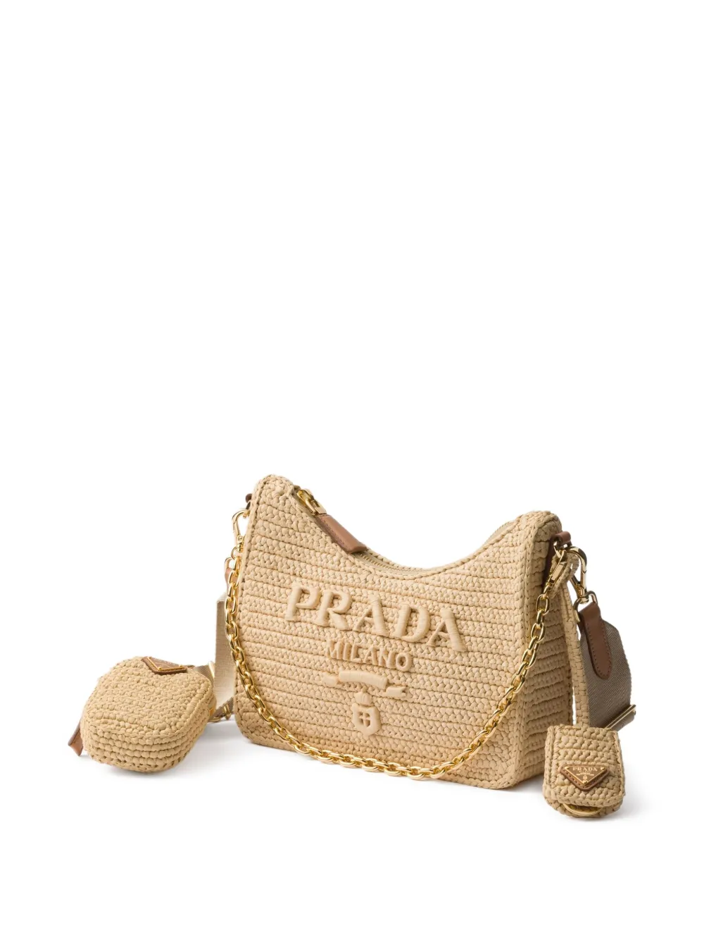 Prada Re-Edition 2005 gehaakte tas Beige