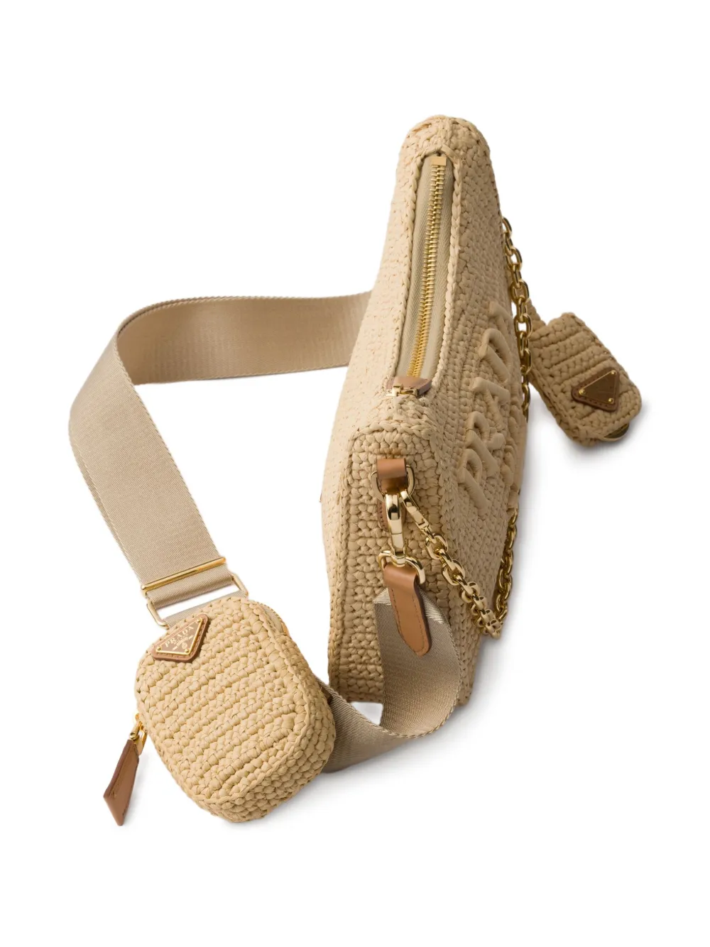 Prada Re-Edition 2005 gehaakte tas Beige