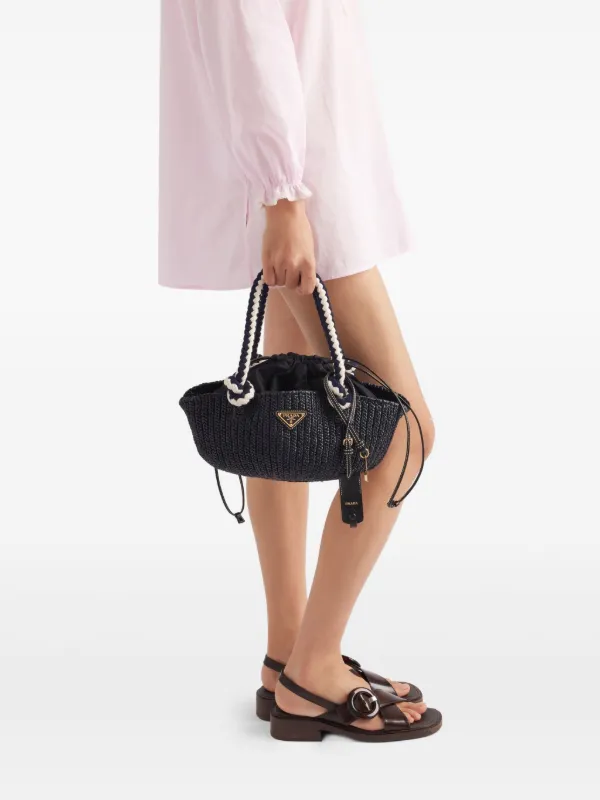 Prada Small crochet-knit Tote Bag Black FARFETCH BE