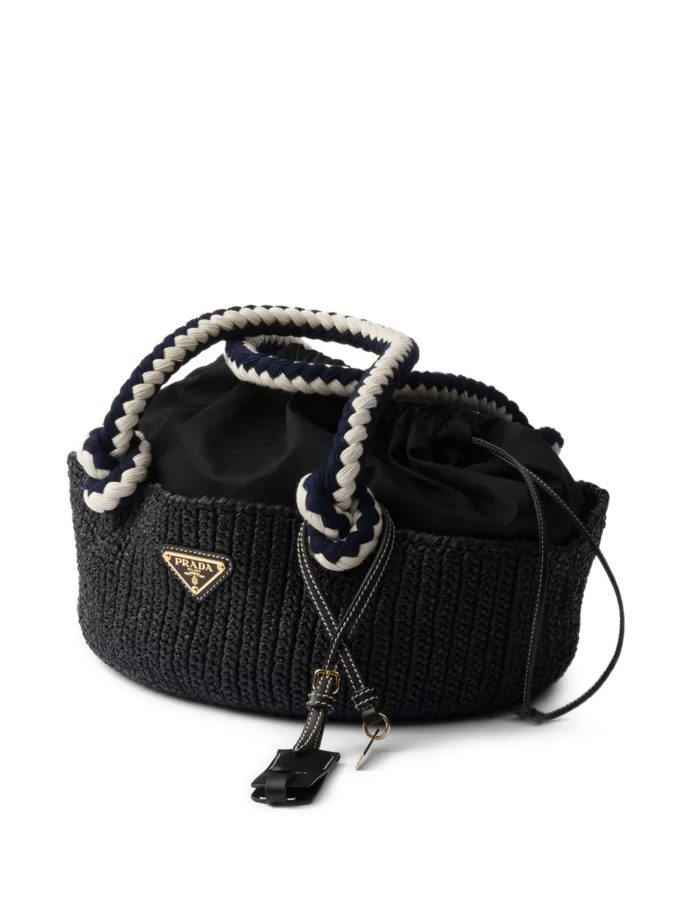 Prada Kleine gehaakte shopper Zwart