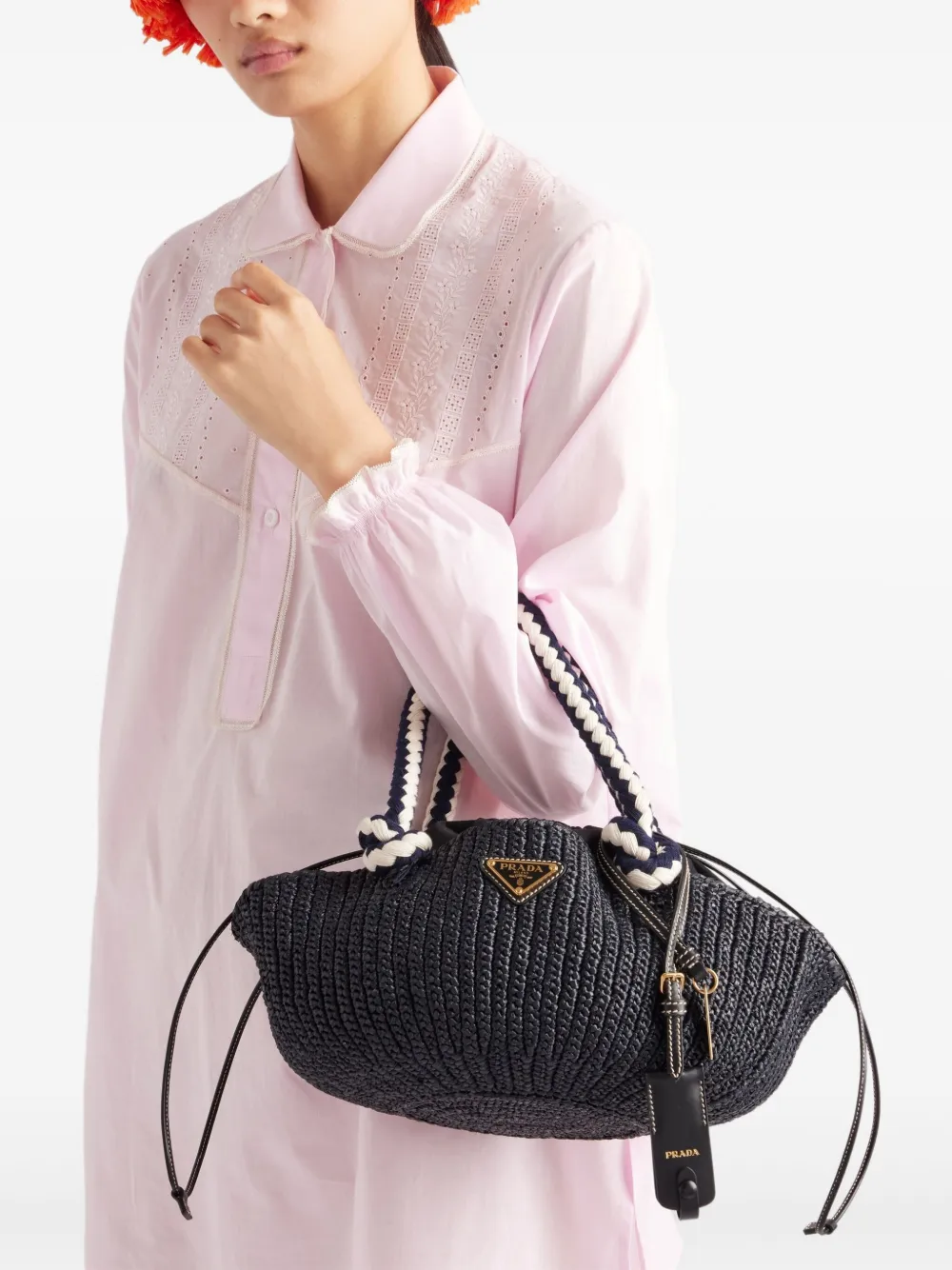 Prada small crochet-knit tote bag - Zwart