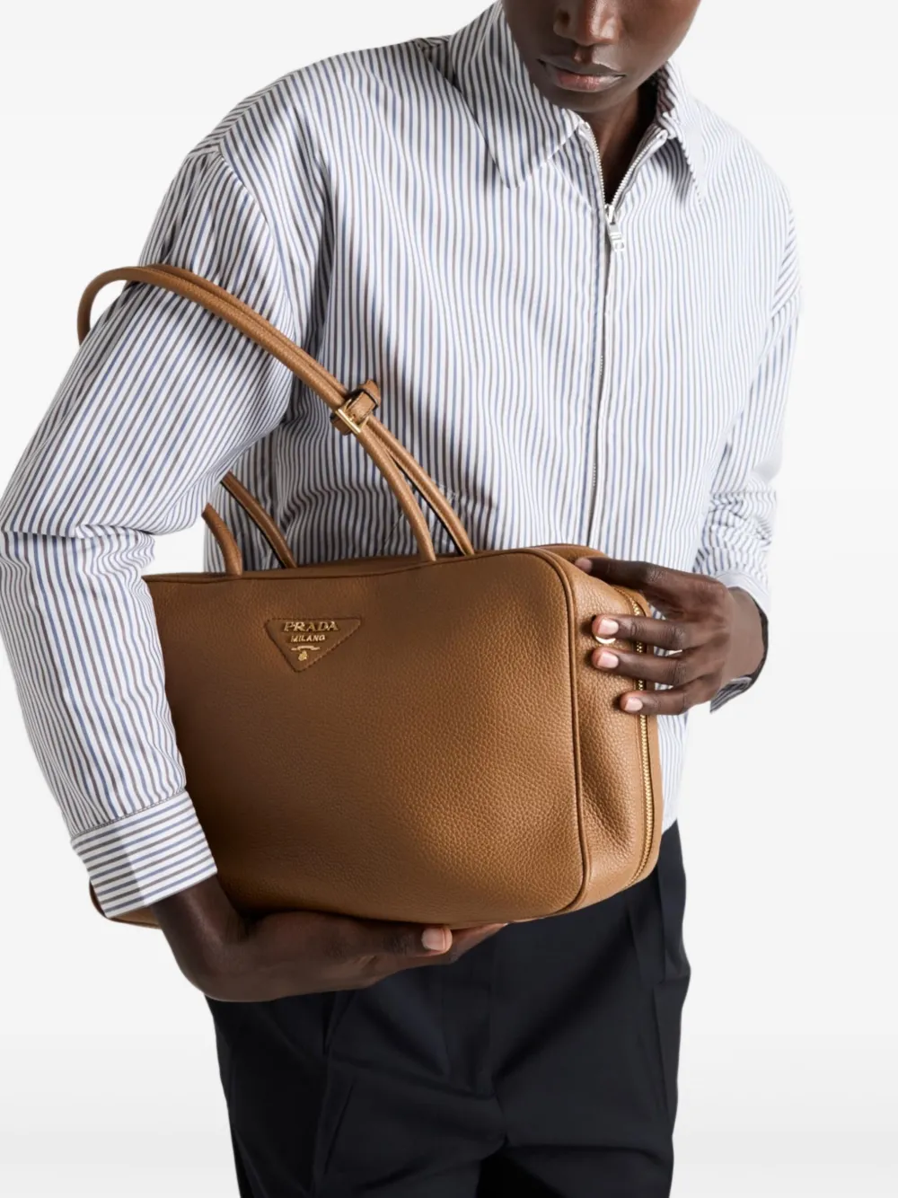 Prada large leather shoulder bag - Bruin