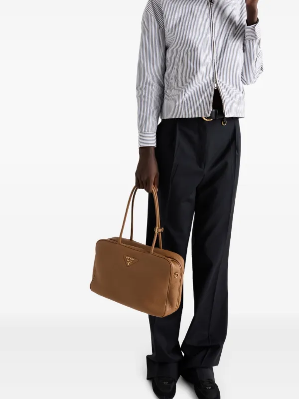 PRADA ブラウン レザー ショルダーバッグ Prada レザー ショルダーバッグ | ブラウン | FARFETCH JP