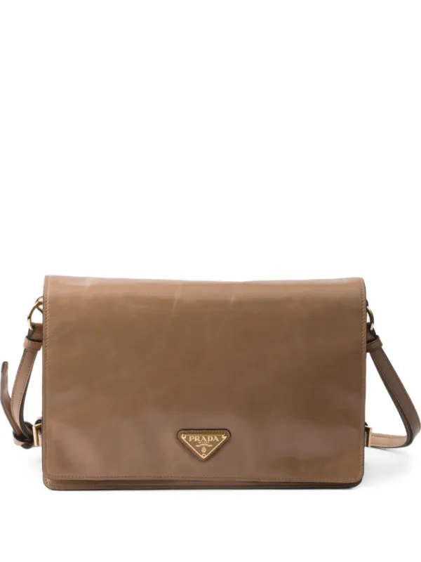 Prada レザー ショルダーバッグ | ニュートラル | FARFETCH JP