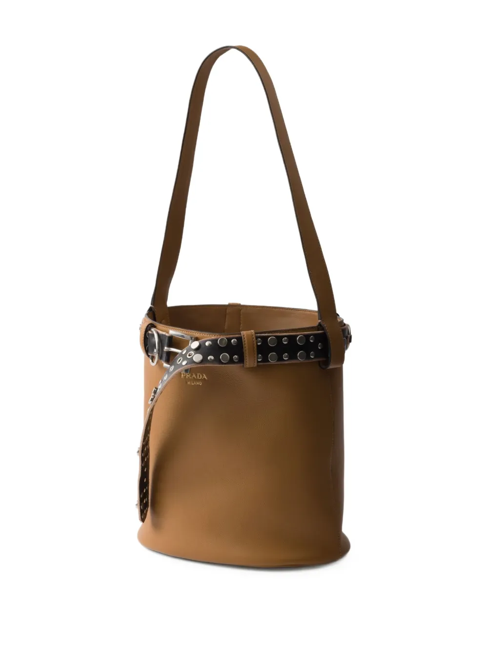 Prada Bucket-tas met studs Bruin