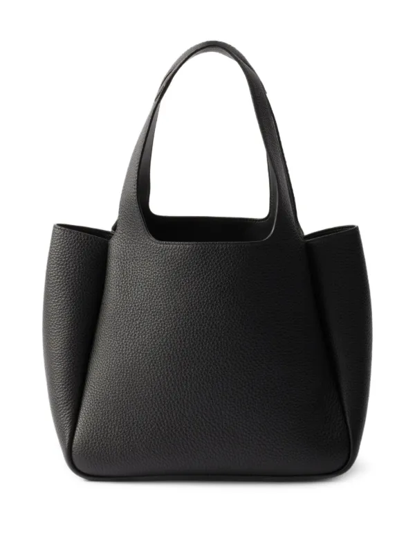 Prada Small Leather Tote Bag | Black | FARFETCH