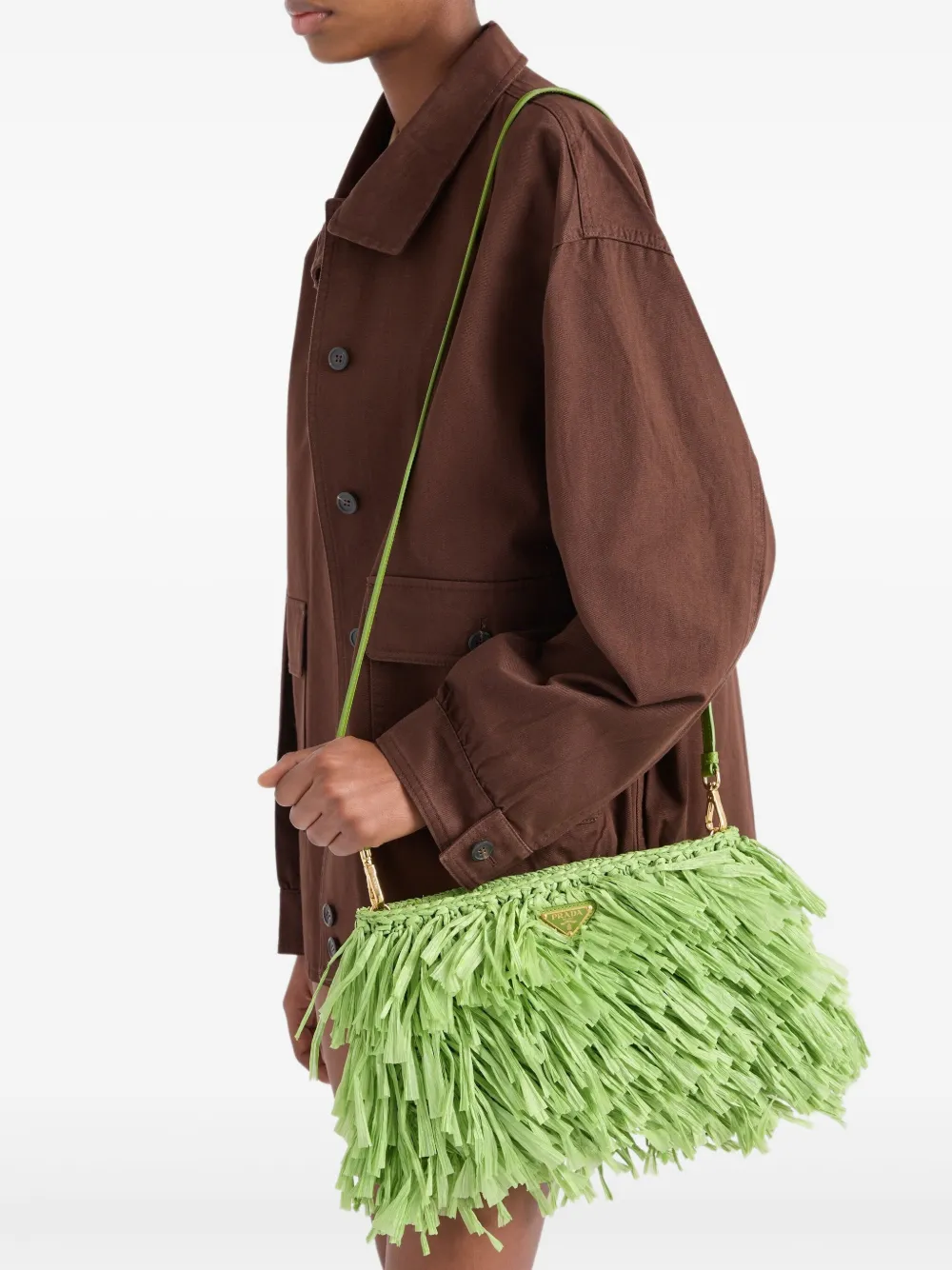 Prada Gehaakte clutch met franje Groen