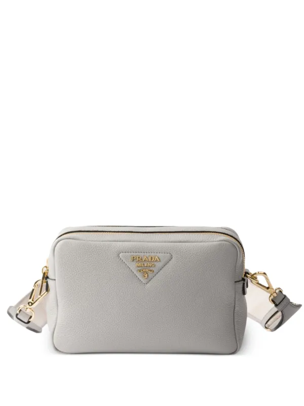 Prada Bolsa Pequena Em Couro | Cinza | FARFETCH BR