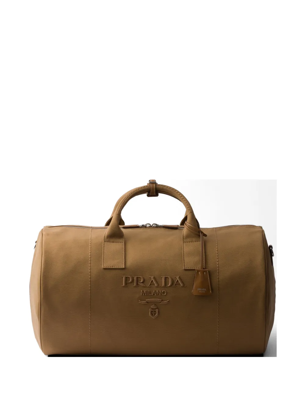 Prada Borsa con logo goffrato - Marrone