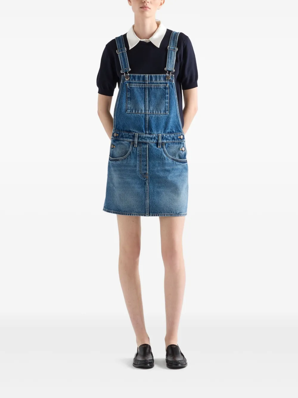 Prada denim bib mini-dress - Blauw