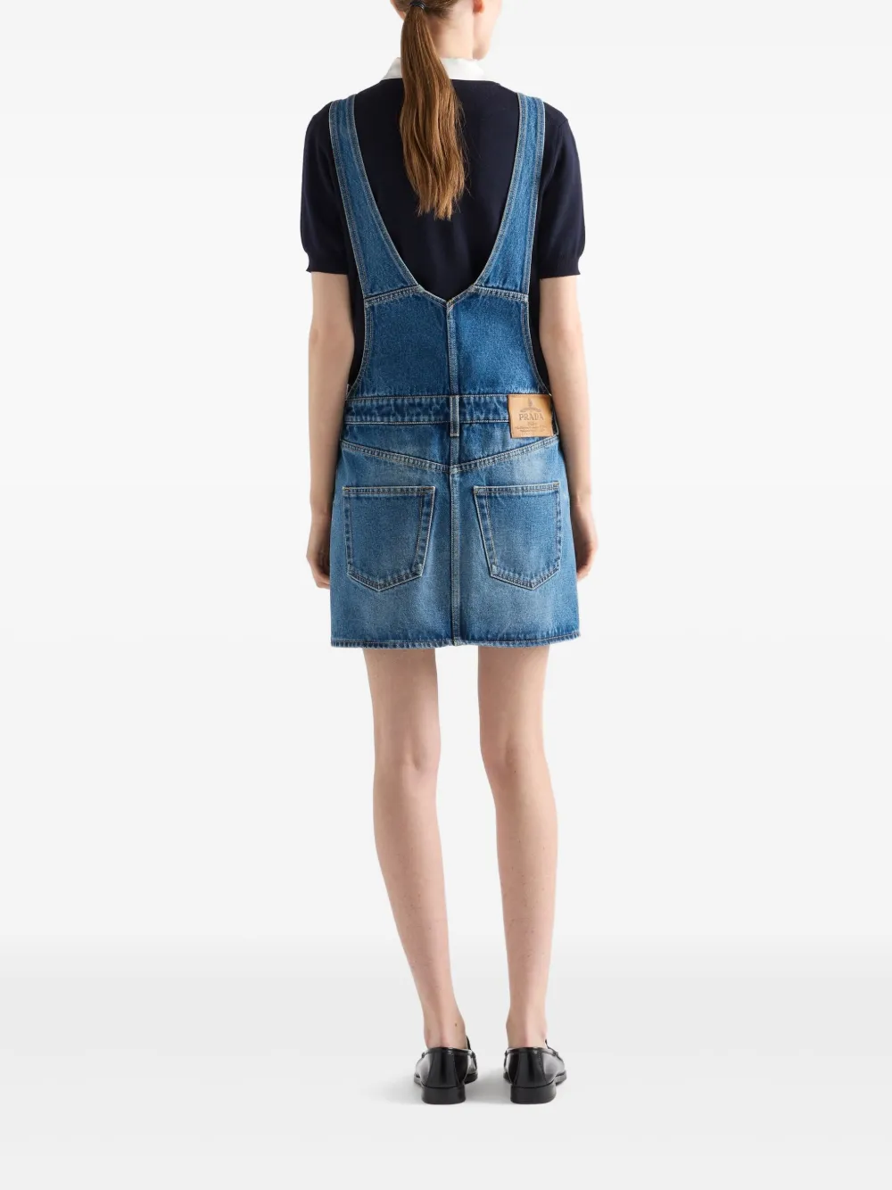 Prada Denim mini-jurk met bies Blauw