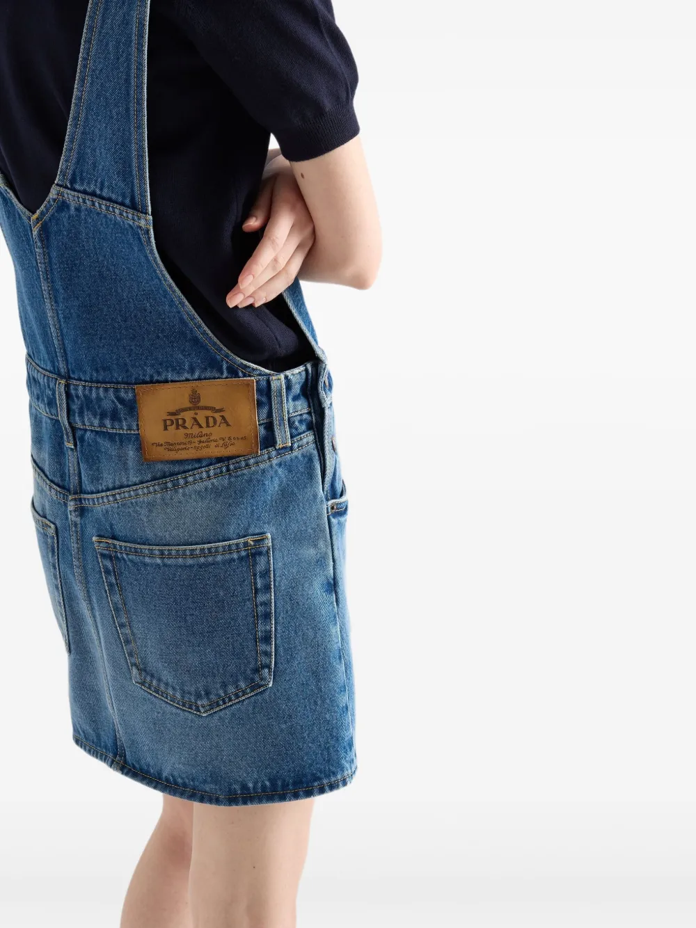 Prada Denim mini-jurk met bies Blauw