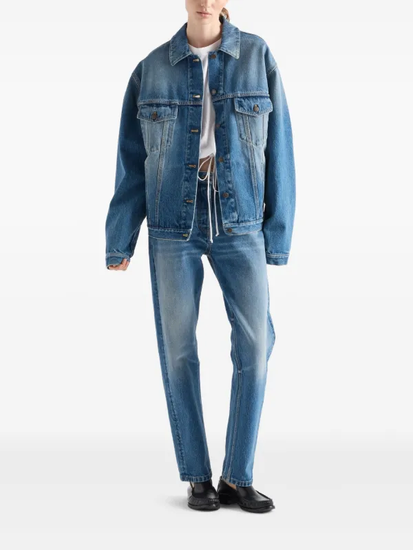 Prada Denim Blouson Jacket | Blue | FARFETCH UK