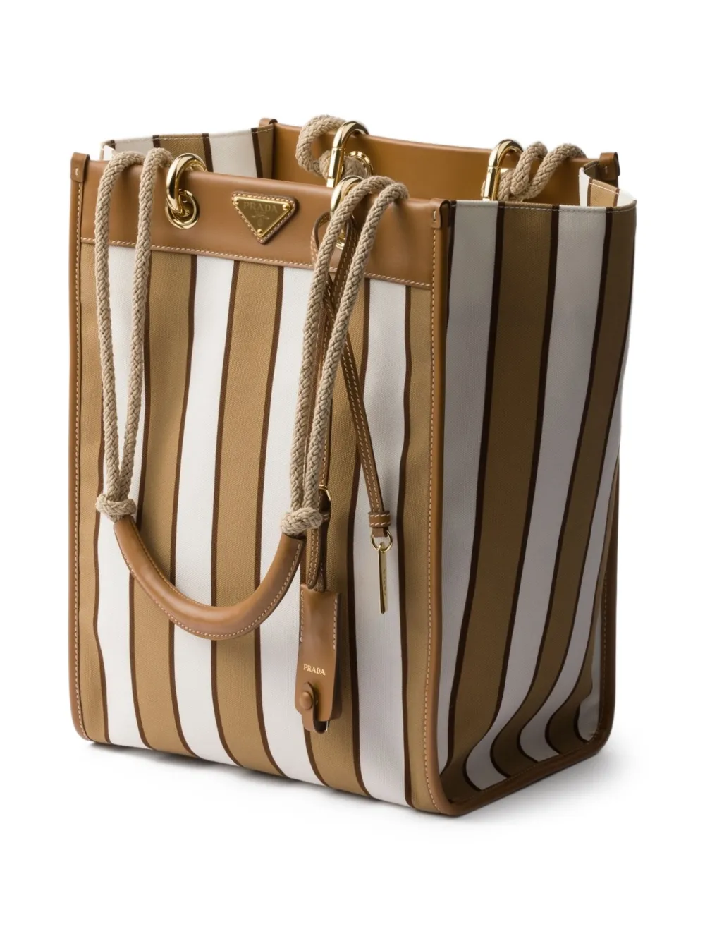 Prada Grote shopper met print Beige