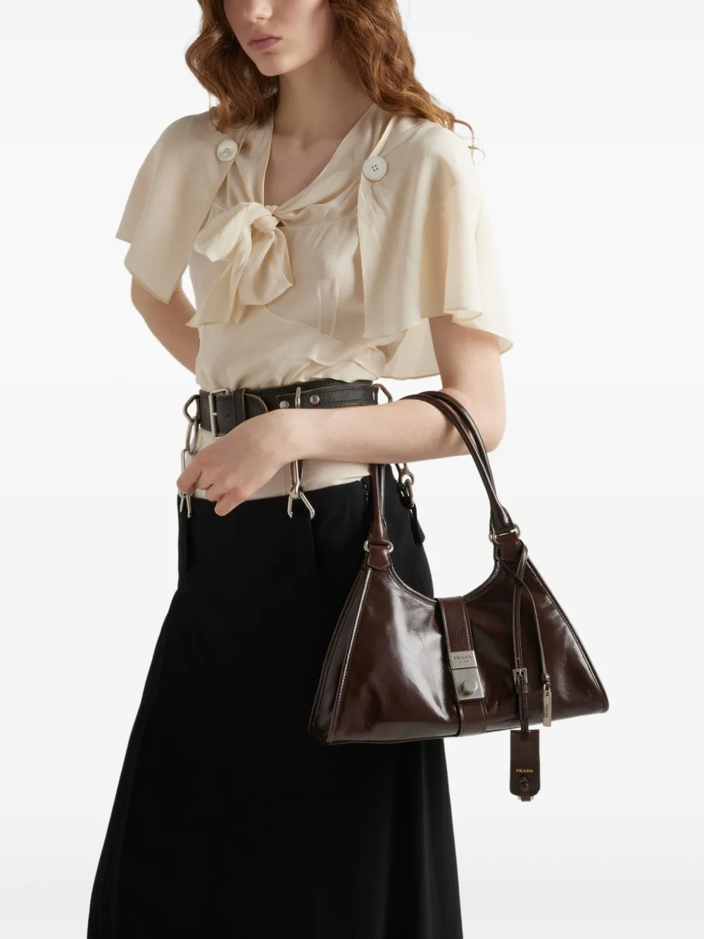 Prada medium leather shoulder bag - Bruin