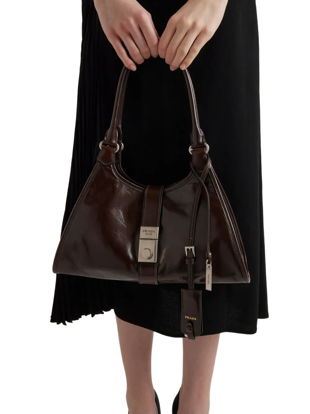 Prada Leren schoudertas Bruin