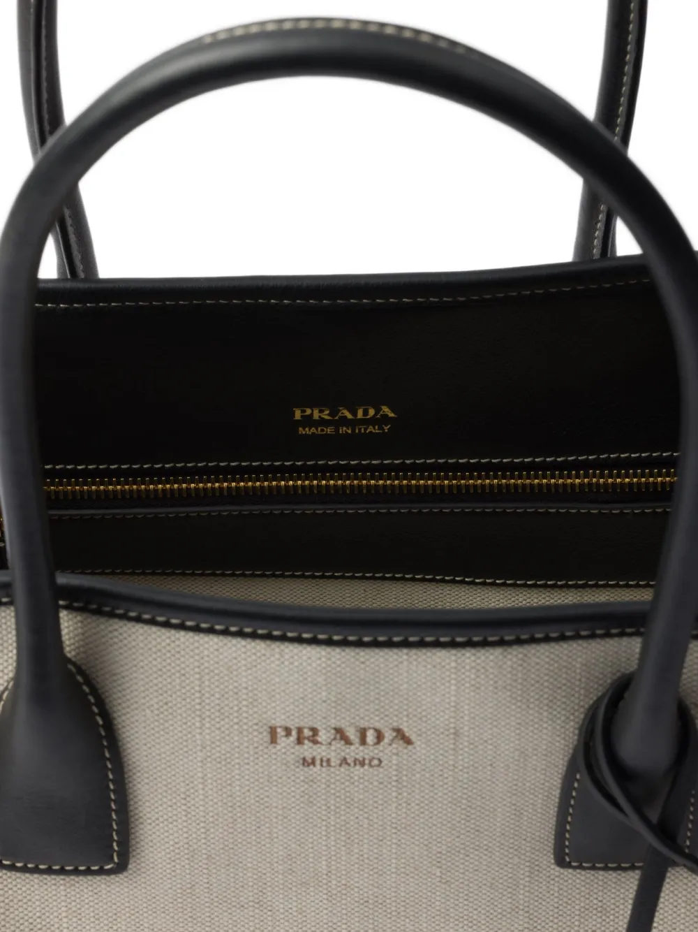 Shop Prada Medium Linen-blend Tote Bag