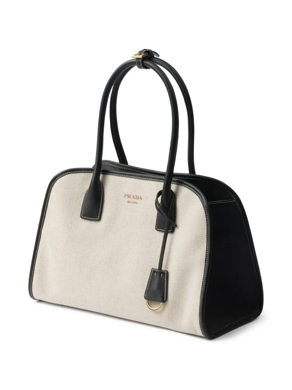 Shop Prada Medium Linen-blend Tote Bag