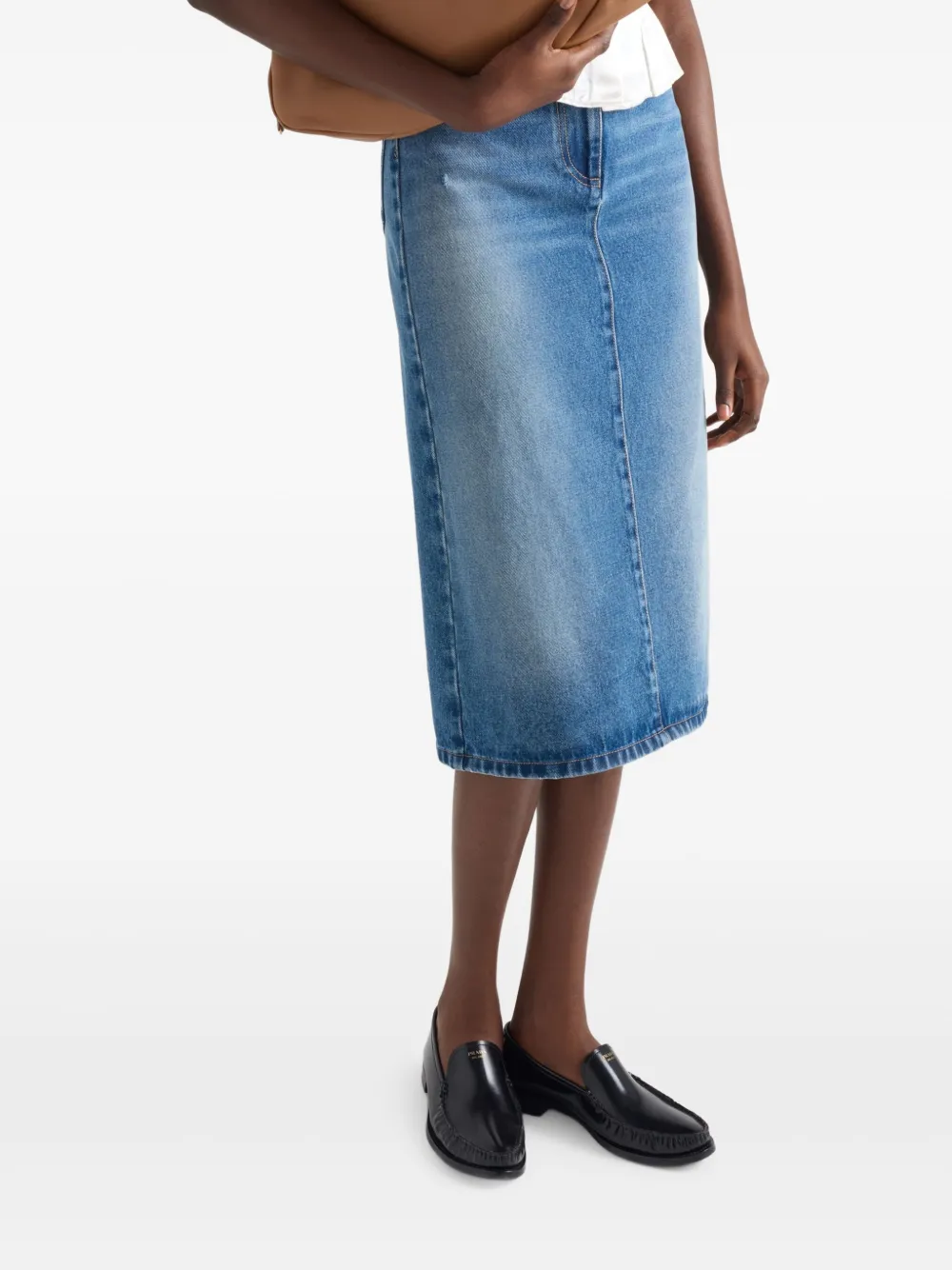 PRADA DENIM MIDI SKIRT