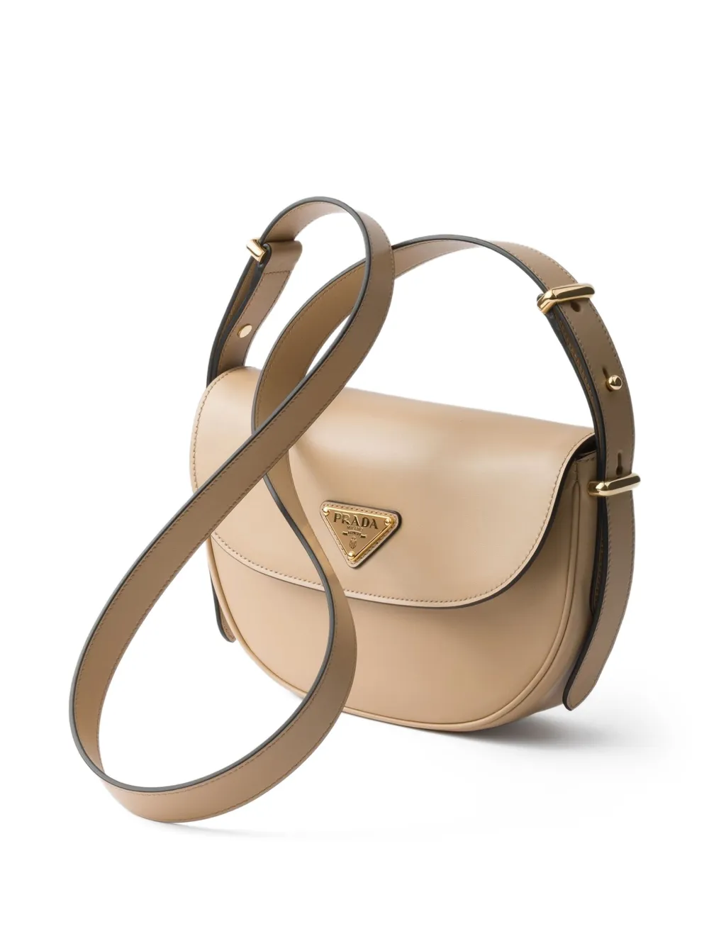 Prada Arqué schoudertas met patch Beige