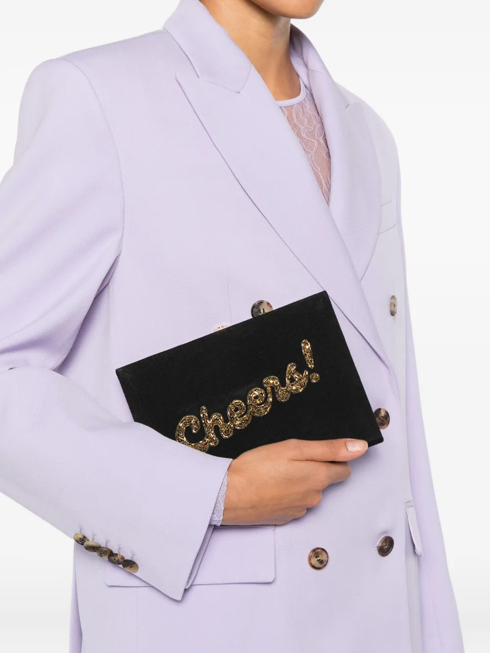 Olympia Le-tan Cheers Beaded Mini Bnag In Black