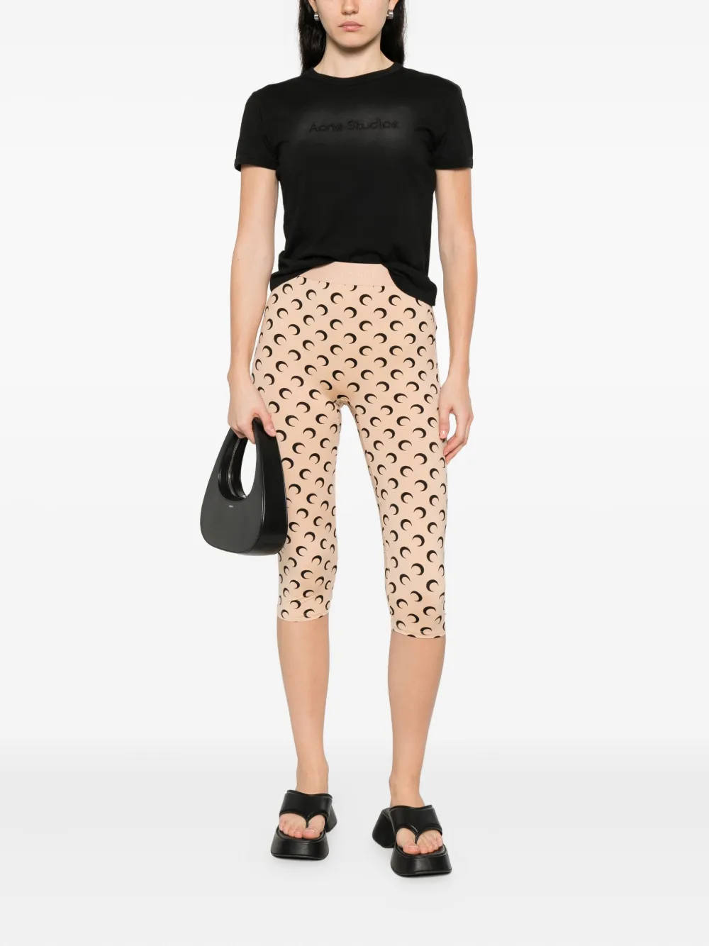 Marine Serre moon-print cropped trousers - Beige