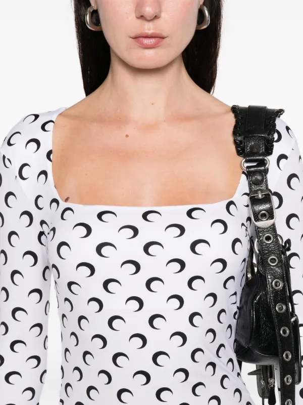Marine Serre Moon square-neck Top | White | FARFETCH