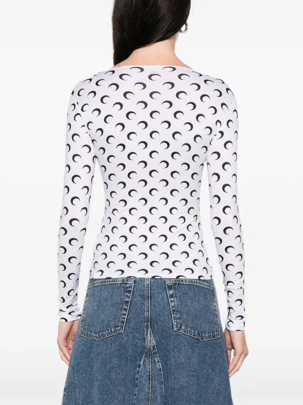 Marine Serre Moon square-neck Top | White | FARFETCH AO