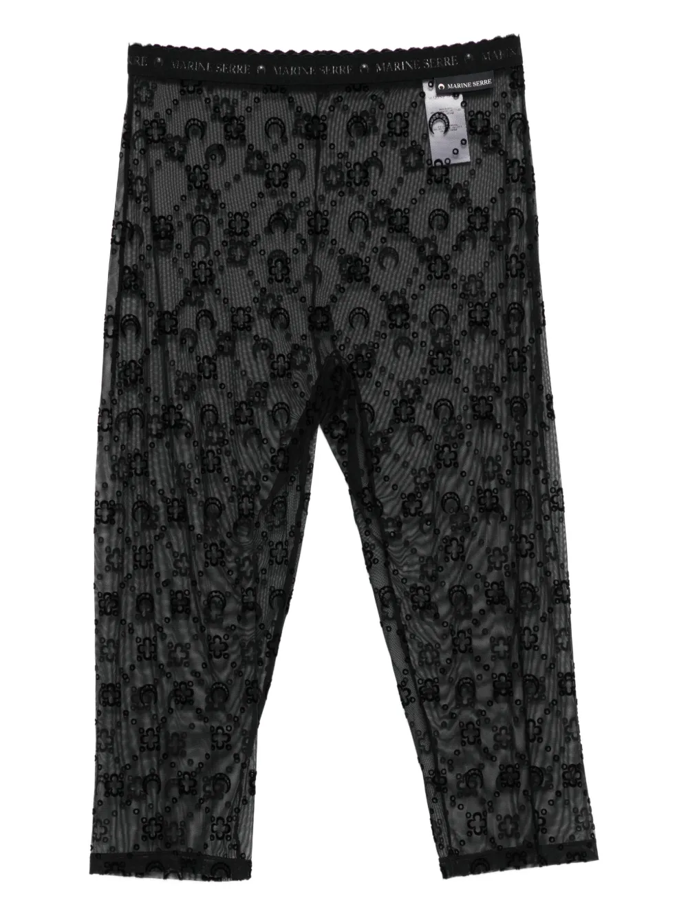 Marine Serre Moon-embellished Mesh Shorts In Black