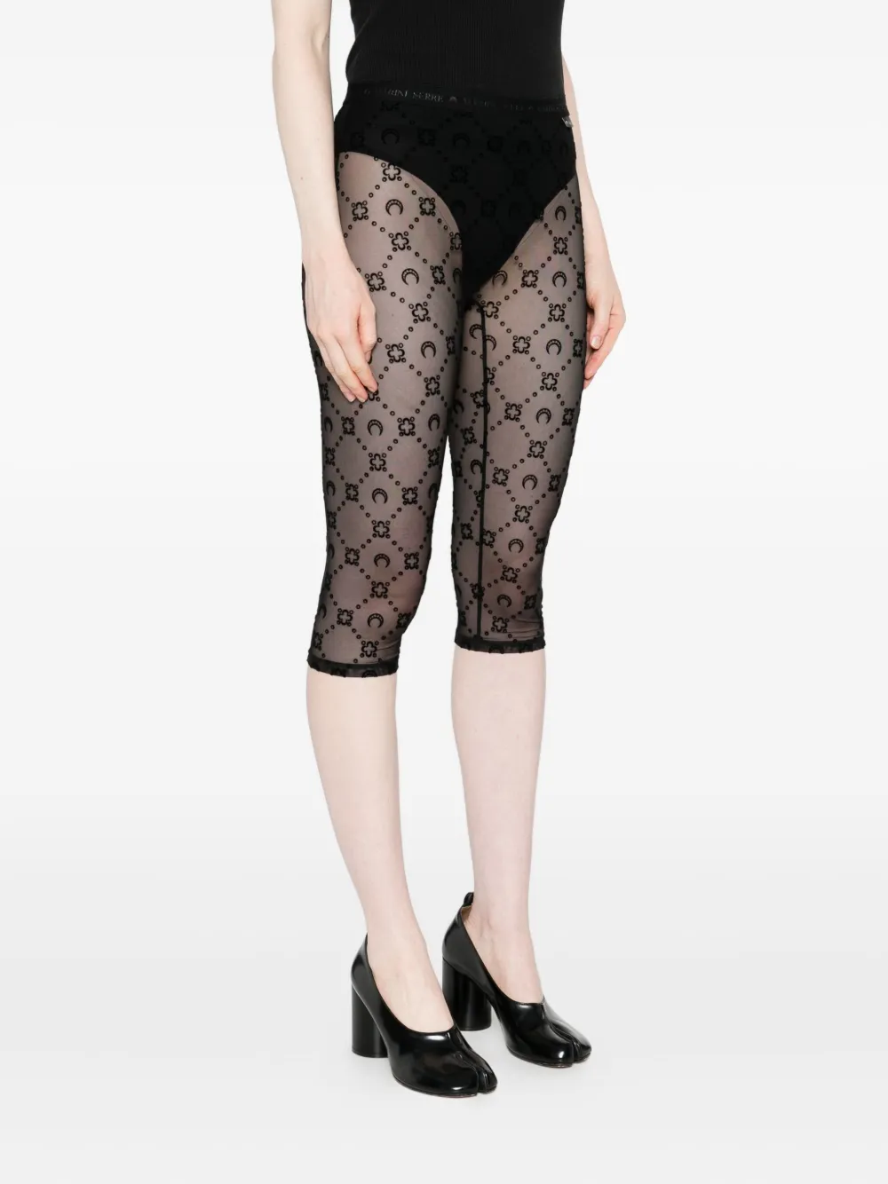 Marine Serre Moon-embellished Mesh Shorts In Black
