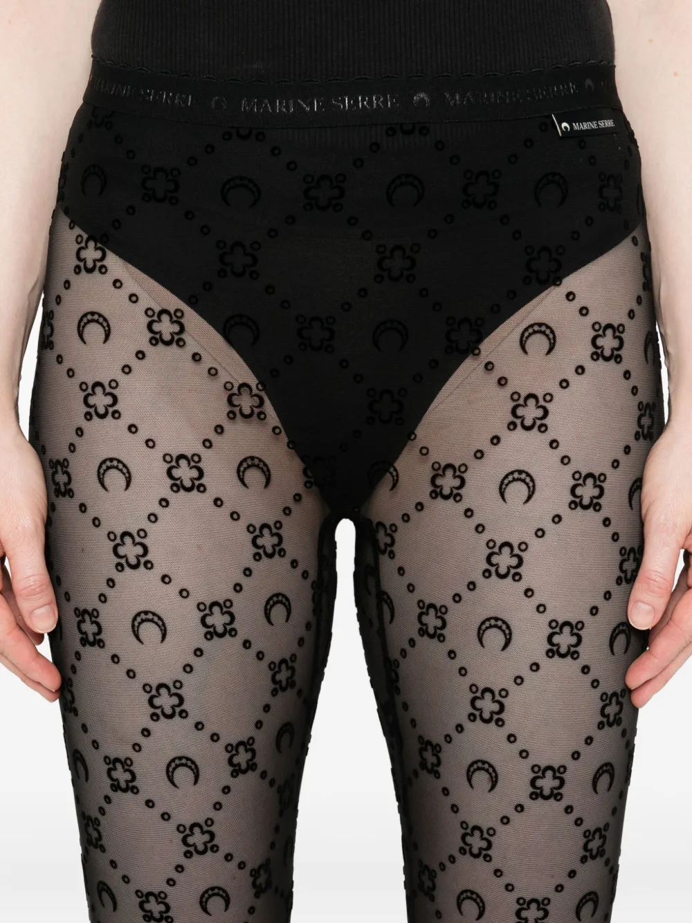 Marine Serre Moon-embellished Mesh Shorts In Black