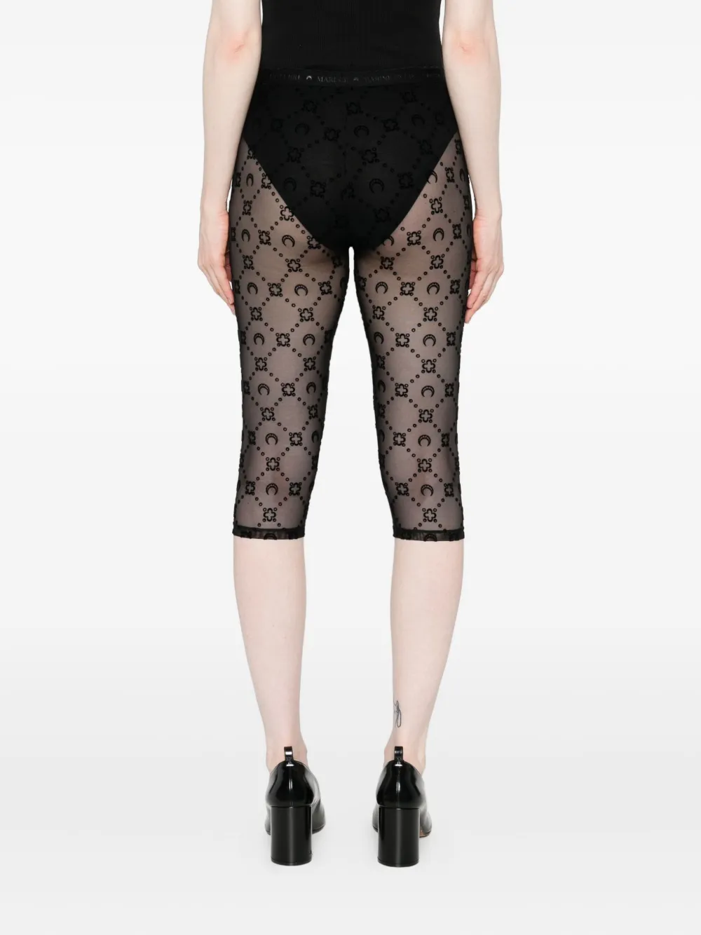 Marine Serre Moon-embellished Mesh Shorts In Black