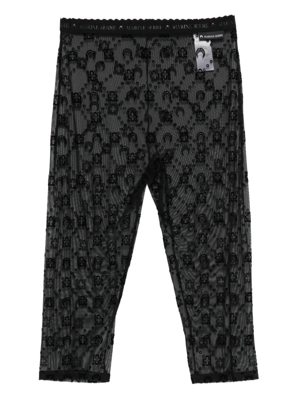 Marine Serre moon-embellished mesh shorts | Black | Image 1