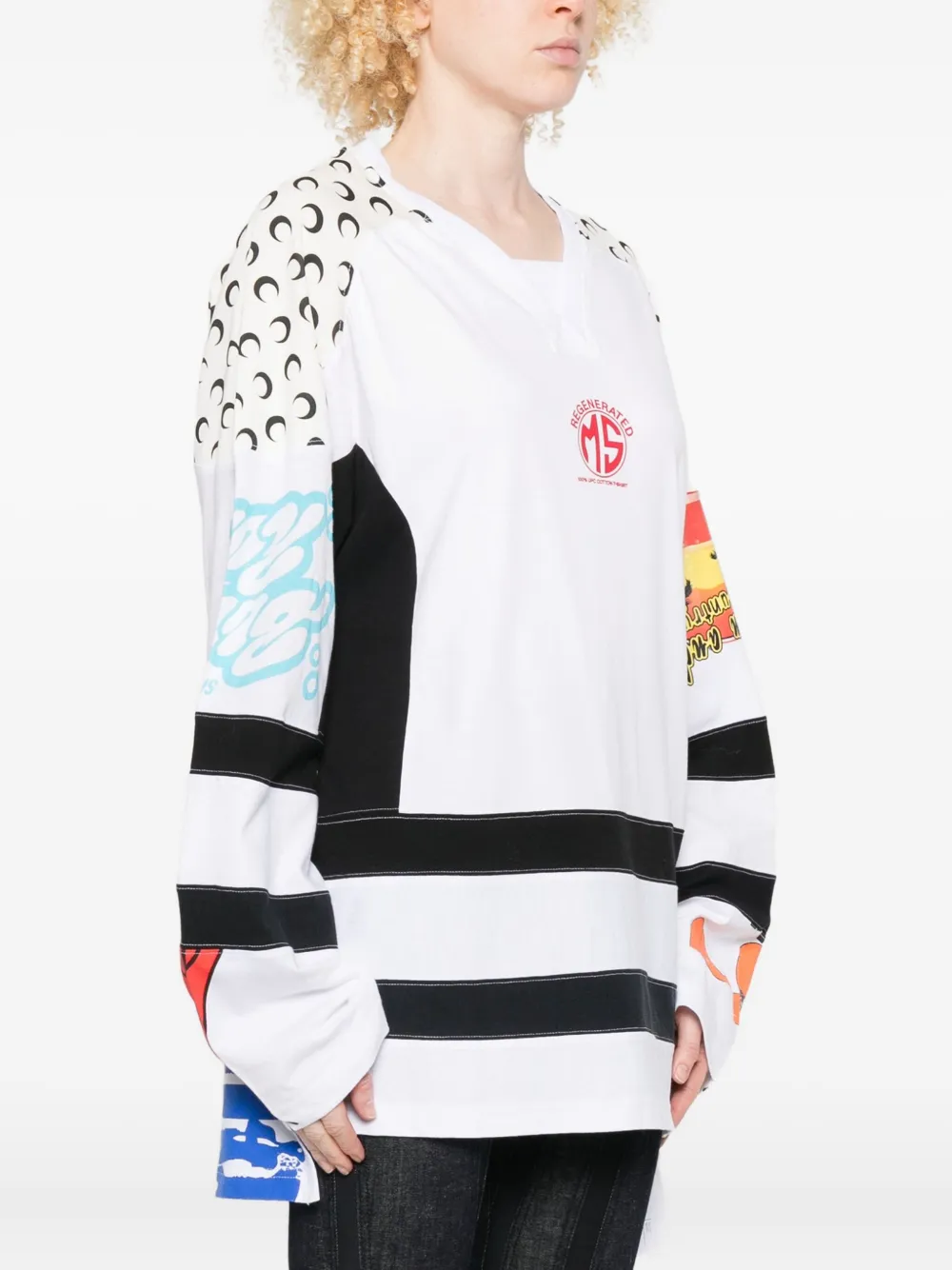 Marine Serre Regenerated Graphic-print Hockey Jersey In White